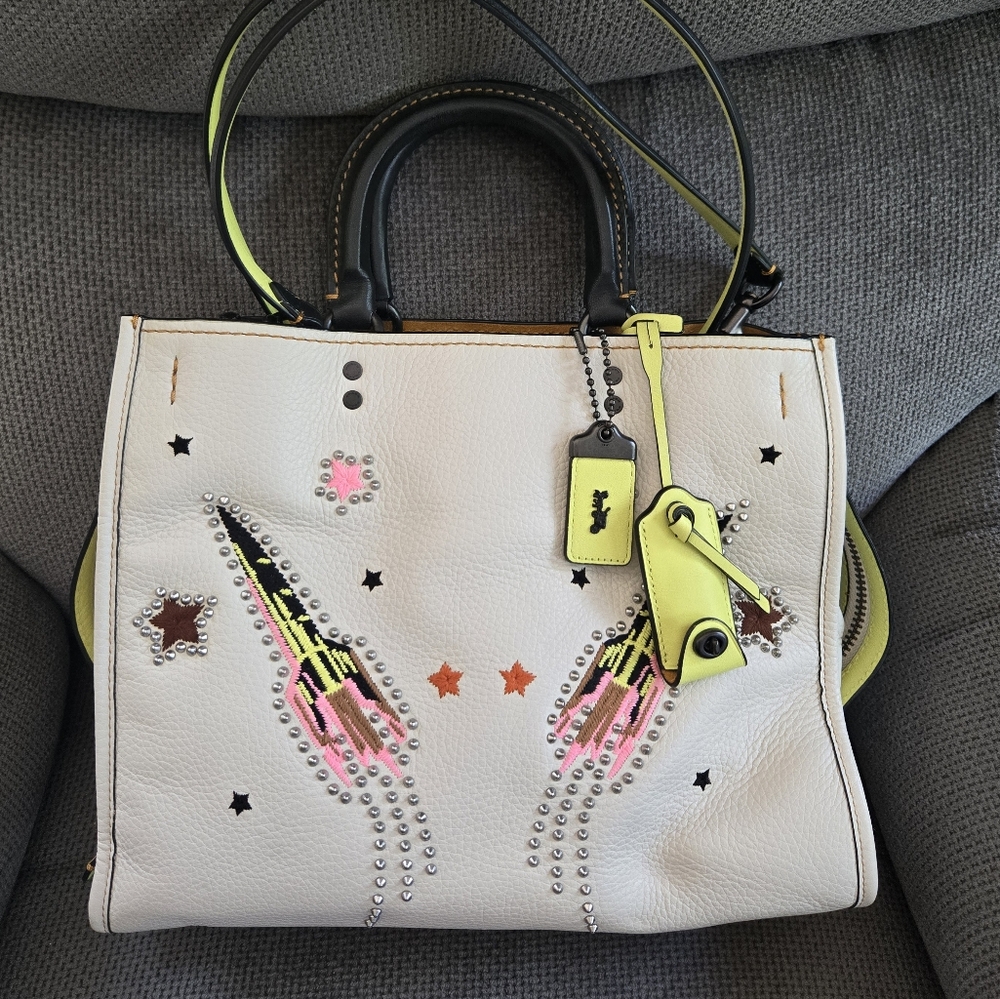 Coach 1941 Rocket Ship Space Limited Rogue White Leather, Studs, Embroidery